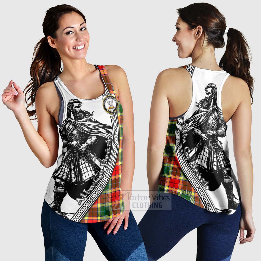 Gibson (Gibbs or Gibsone) Tartan Clan Crest Women's Racerback Tanks with Highlander Warrior Celtic Style 4XL - Tartan Vibes Clothing