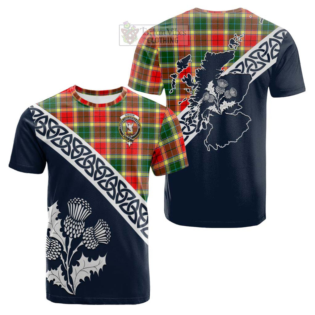 Gibson (Gibbs or Gibsone) Tartan Cotton T-shirt Featuring Thistle and Scotland Map Kid's Shirt - Tartan Vibes Clothing