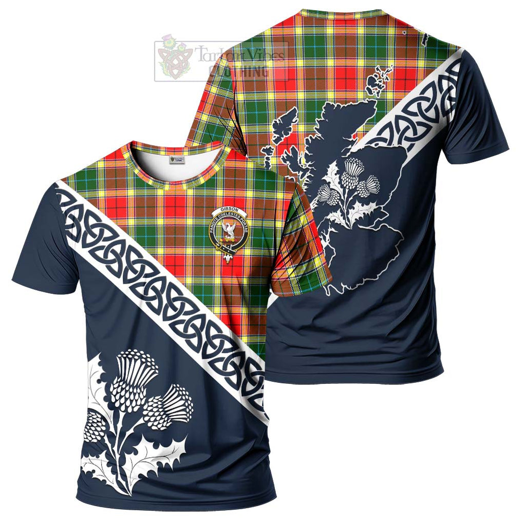 Gibson (Gibbs or Gibsone) Tartan T-Shirt Featuring Thistle and Scotland Map Kid's Shirt - Tartanvibesclothing Store