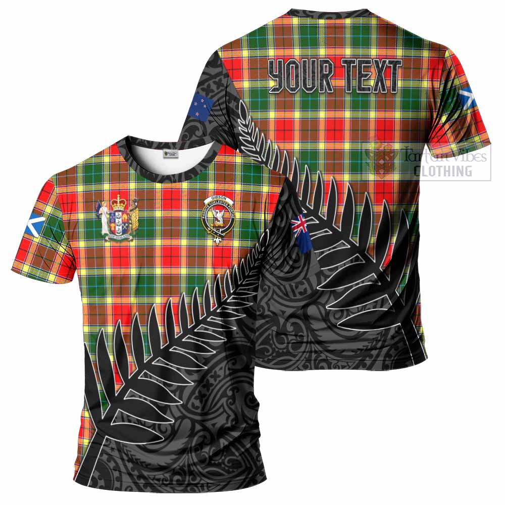 Tartan Vibes Clothing Gibson (Gibbs or Gibsone) Crest Tartan T-Shirt with New Zealand Silver Fern Half Style