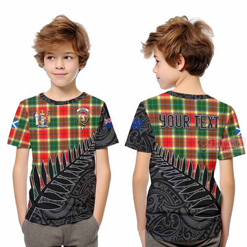 Tartan Vibes Clothing Gibson (Gibbs or Gibsone) Crest Tartan Kid T-Shirt with New Zealand Silver Fern Half Style