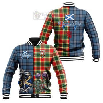 Gibson (Gibbs or Gibsone) Tartan Baseball Jacket Happy St. Andrew's Day Half Tartan Style Unisex - Tartan Vibes Clothing