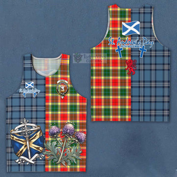 Gibson (Gibbs or Gibsone) Tartan Men's Tank Top Happy St. Andrew's Day Half Tartan Style Men - Tartan Vibes Clothing