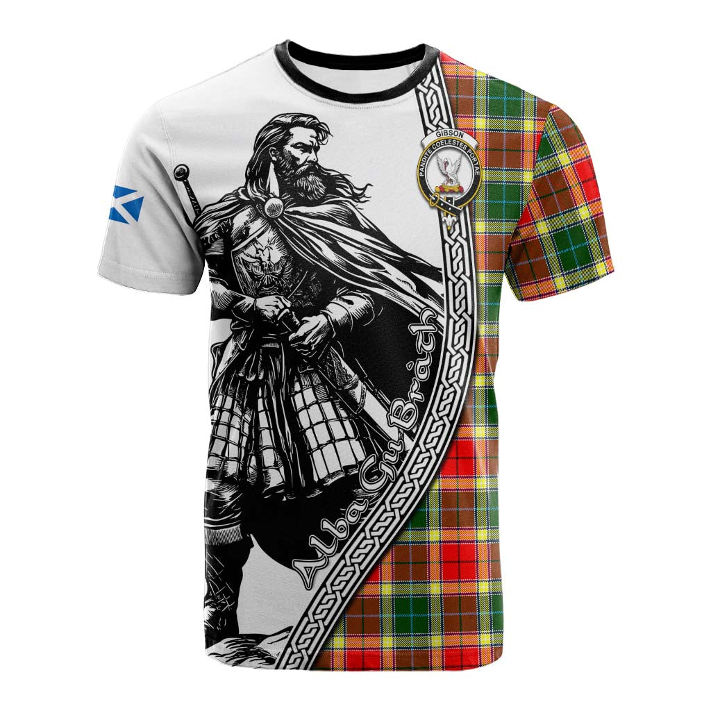 Gibson (Gibbs or Gibsone) Tartan Clan Crest Cotton T-shirt with Highlander Warrior Celtic Style Kid's Shirt - Tartan Vibes Clothing