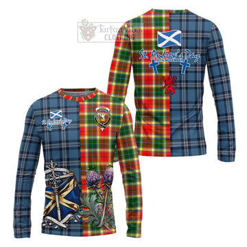 Gibson (Gibbs or Gibsone) Tartan Long Sleeve T-Shirt Happy St. Andrew's Day Half Tartan Style Unisex - Tartan Vibes Clothing