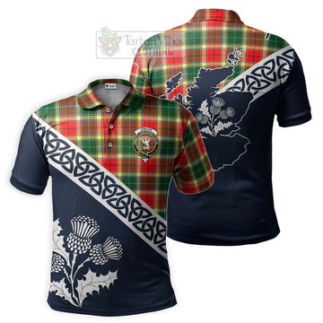 Gibson (Gibbs or Gibsone) Tartan Polo Shirt Featuring Thistle and Scotland Map Kid - Tartanvibesclothing Store