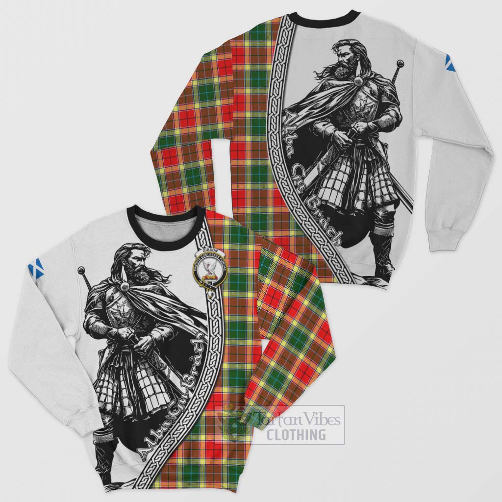 Gibson (Gibbs or Gibsone) Tartan Clan Crest Sweatshirt with Highlander Warrior Celtic Style Unisex - Tartan Vibes Clothing