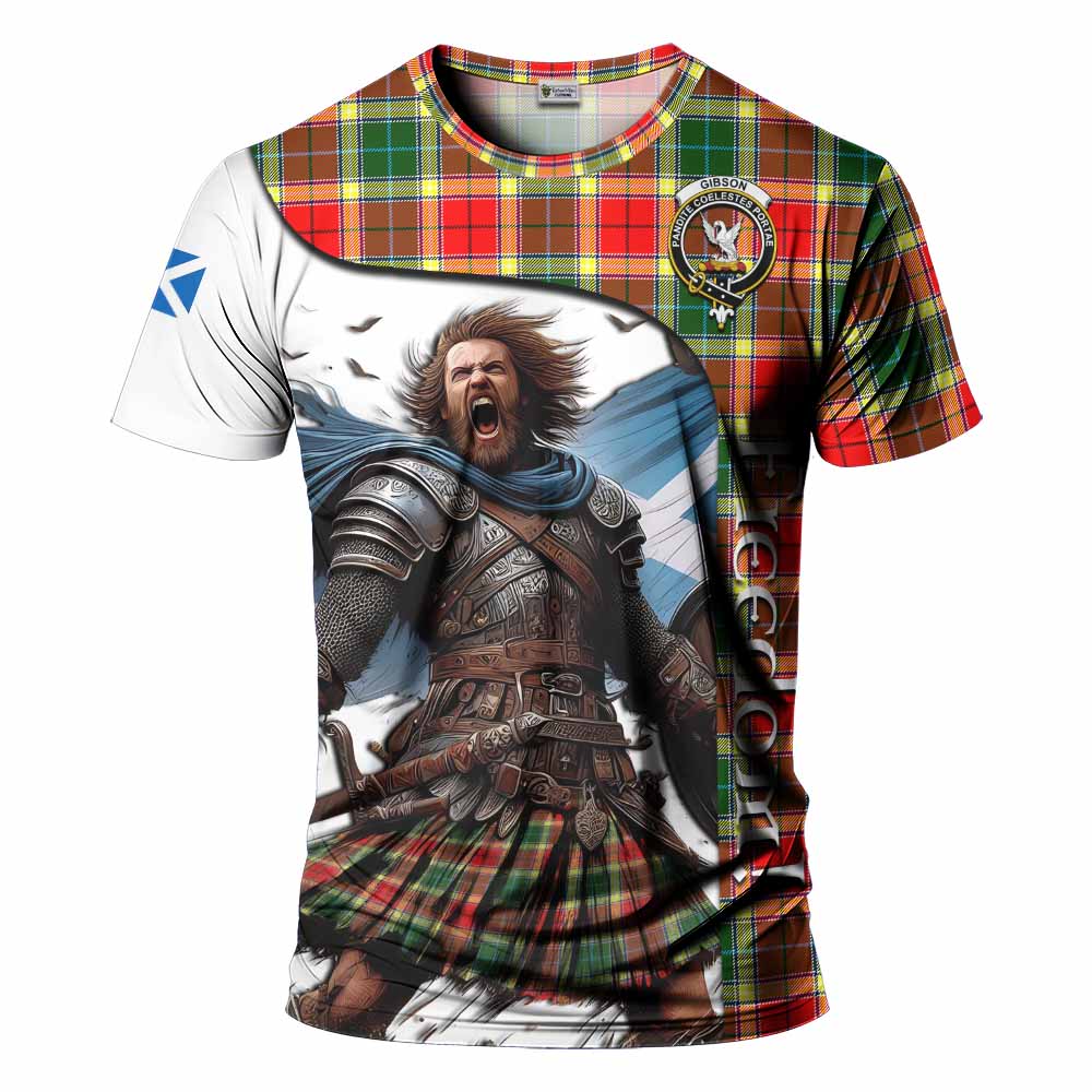Gibson (Gibbs or Gibsone) Crest Tartan T-Shirt Inspired by the Freedom of Scottish Warrior