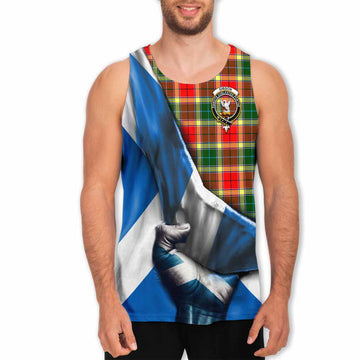 Tartan Vibes Clothing Gibson (Gibbs or Gibsone) Tartan Men's Tank Top with Family Crest Scotland Patriotic Style