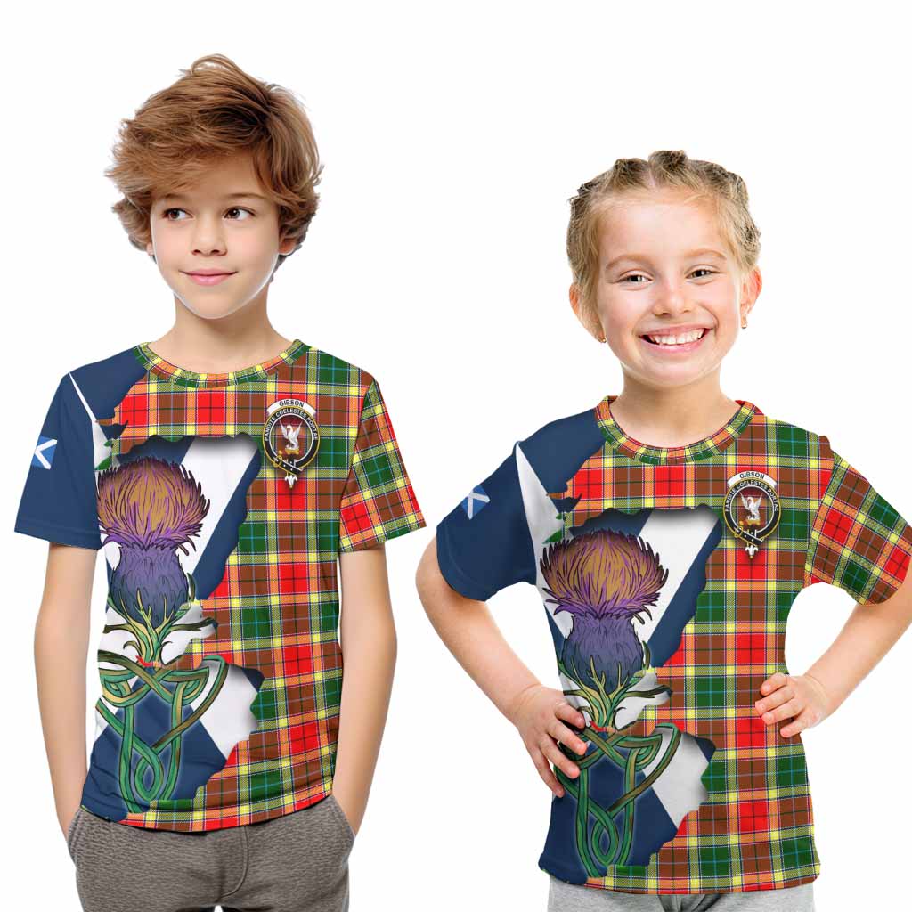 Gibson (Gibbs or Gibsone) Tartan Family Crest Kid T-Shirt Scottish Thistle Celtic Inspired Youth XL Size14 - Tartan Vibes Clothing