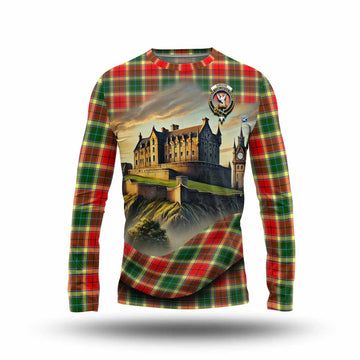 Gibson (Gibbs or Gibsone) Tartan Family Crest Long Sleeve T-Shirt with Scottish Ancient Castle Style Unisex - Tartan Vibes Clothing