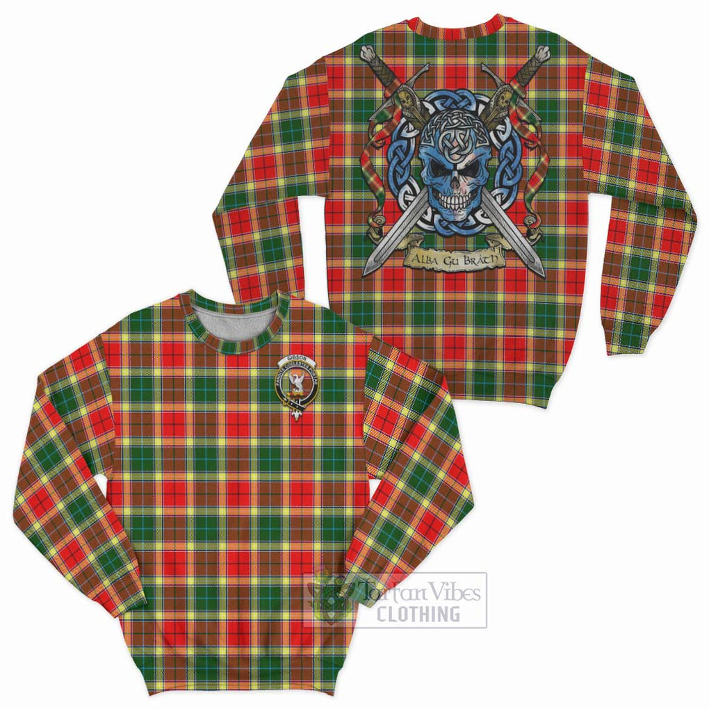 Gibson (Gibbs or Gibsone) Tartan Sweatshirt with Family Crest Celtic Skull Style Unisex - Tartan Vibes Clothing