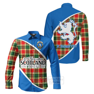 Tartan Vibes Clothing Gibson (Gibbs or Gibsone) Family Crest Tartan Long Sleeve Button Shirt Celebrate Saint Andrew's Day in Style