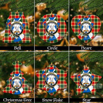 Gibson (Gibbs or Gibsone) Tartan Christmas Ceramic Ornaments with Family Crest and Scotland Map Ceramic - Tartan Vibes Clothing