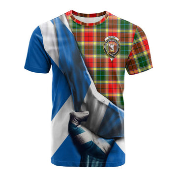 Tartan Vibes Clothing Gibson (Gibbs or Gibsone) Tartan Cotton T-shirt with Family Crest Scotland Patriotic Style