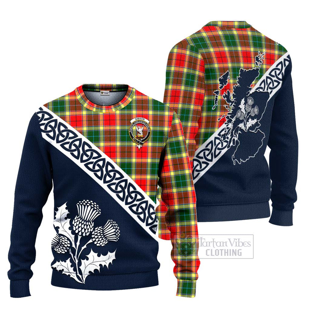 Gibson (Gibbs or Gibsone) Tartan Ugly Sweater Featuring Thistle and Scotland Map Unisex - Tartan Vibes Clothing