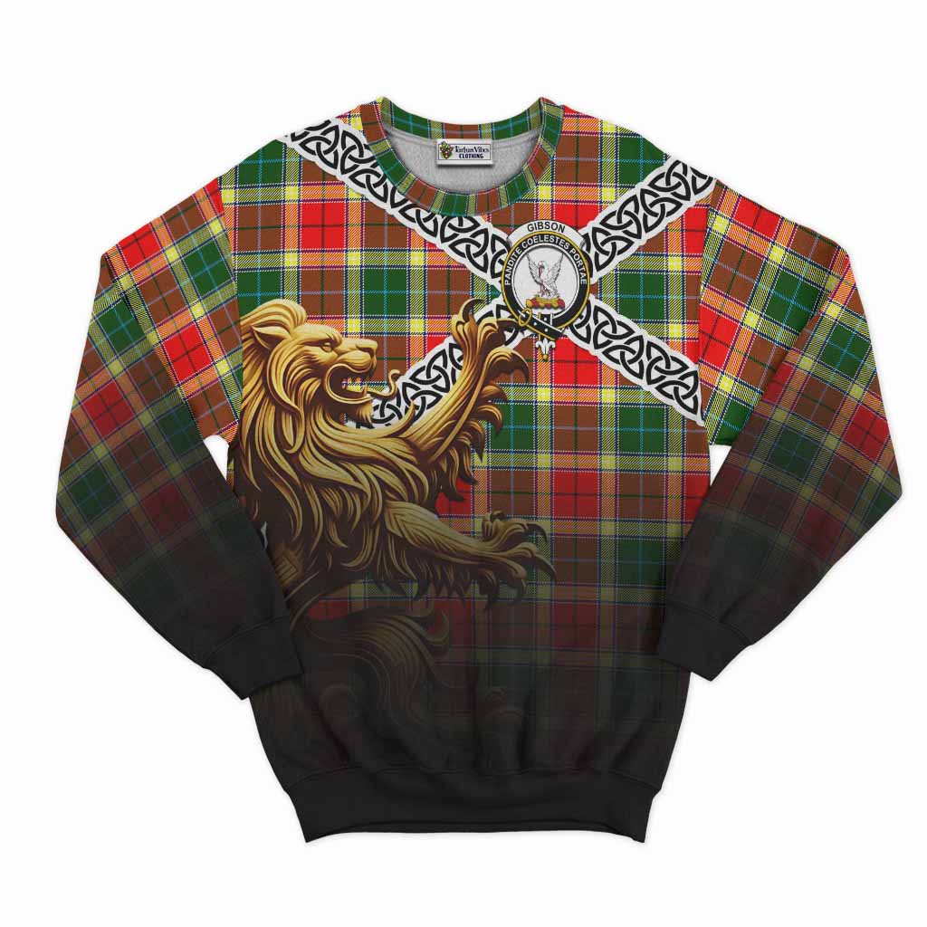 Gibson (Gibbs or Gibsone) Crest Tartan Sweatshirt with Golden Lion Emblem Celtic Style Unisex - Tartan Vibes Clothing