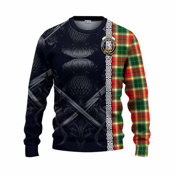 Gibson (Gibbs or Gibsone) Tartan Knitted Sweater with Family Crest Cross Sword Thistle Celtic Vibes Unisex - Tartan Vibes Clothing
