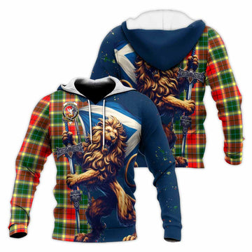 Gibson (Gibbs or Gibsone) Tartan Family Crest Knitted Hoodie with Scottish Majestic Lion Unisex Knitted Pullover Hoodie - Tartan Vibes Clothing
