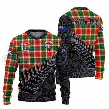 Tartan Vibes Clothing Gibson (Gibbs or Gibsone) Crest Tartan Knitted Sweater with New Zealand Silver Fern Half Style