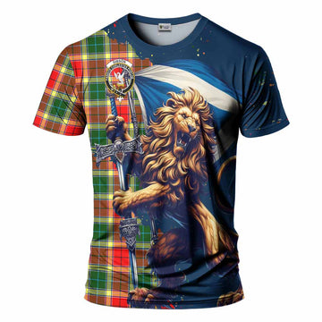 Gibson (Gibbs or Gibsone) Tartan Family Crest T-Shirt with Scottish Majestic Lion