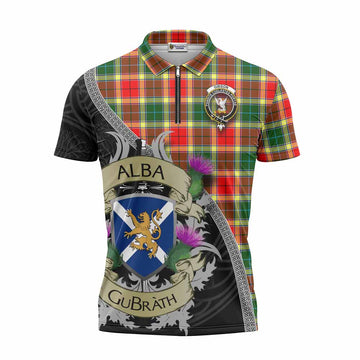 Gibson (Gibbs or Gibsone) Tartan Family Crest Zipper Polo Shirt Lion Rampant Royal Thistle Shield Celtic Inspired Unisex - Tartan Vibes Clothing