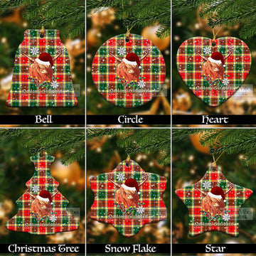 Gibson (Gibbs or Gibsone) Tartan Christmas Ceramic Ornaments with Twinkle Highland Cattle Ceramic - Tartan Vibes Clothing