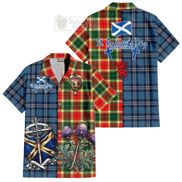 Gibson (Gibbs or Gibsone) Tartan Hawaiian Shirt Happy St. Andrew's Day Half Tartan Style Kid - Tartan Vibes Clothing