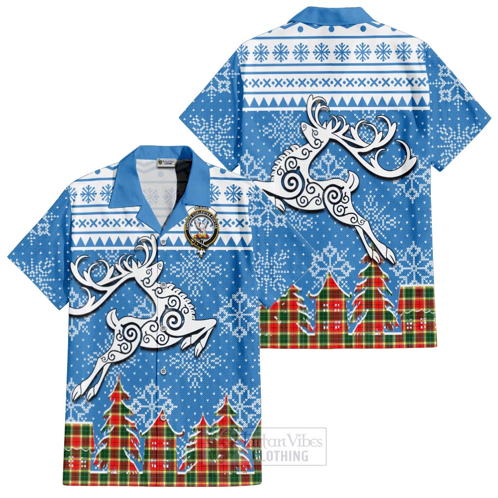 Gibson (Gibbs or Gibsone) Clan Christmas Hawaiian Shirt Celtic Reindeer Style Kid - Tartan Vibes Clothing