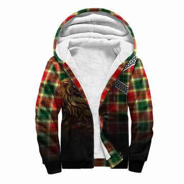 Gibson (Gibbs or Gibsone) Crest Tartan Sherpa Hoodie with Golden Lion Emblem Celtic Style Unisex S - Tartan Vibes Clothing