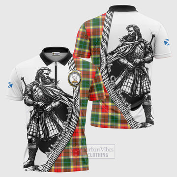 Gibson (Gibbs or Gibsone) Tartan Clan Crest Zipper Polo Shirt with Highlander Warrior Celtic Style Unisex - Tartan Vibes Clothing