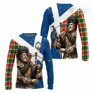 Gibson (Gibbs or Gibsone) Tartan Long Sleeve T-Shirt with Family Crest Scottish Bagpiper Vibes Unisex - Tartan Vibes Clothing