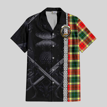 Gibson (Gibbs or Gibsone) Tartan Hawaiian Shirt with Family Crest Cross Sword Thistle Celtic Vibes Kid - Tartan Vibes Clothing