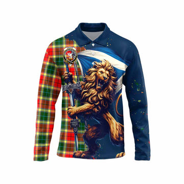 Gibson (Gibbs or Gibsone) Tartan Family Crest Long Sleeve Polo Shirt with Scottish Majestic Lion Unisex - Tartan Vibes Clothing