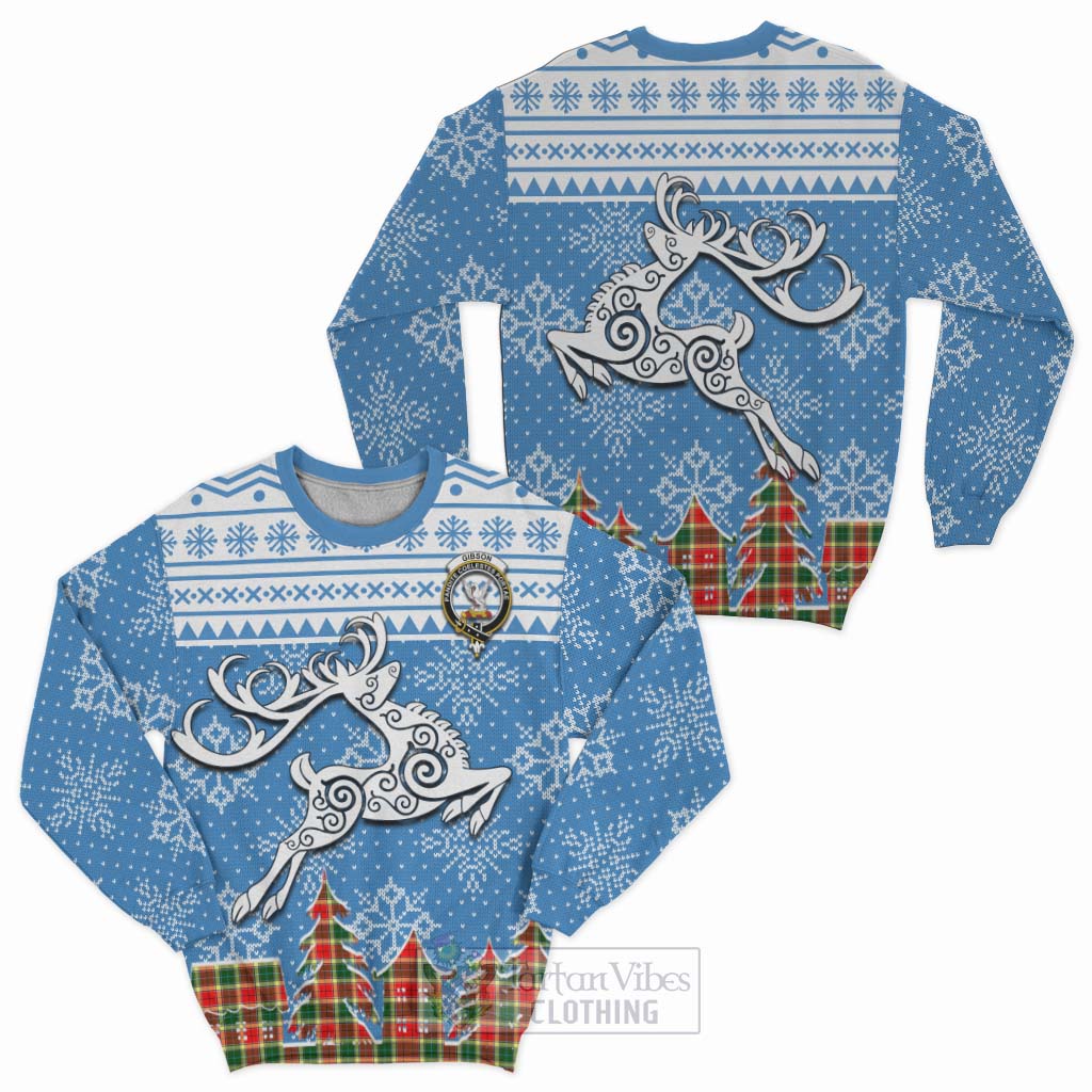 Gibson (Gibbs or Gibsone) Clan Christmas Sweatshirt Celtic Reindeer Style Unisex - Tartan Vibes Clothing