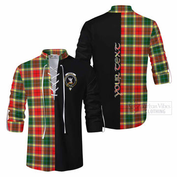 Tartan Vibes Clothing Gibson (Gibbs or Gibsone) Tartan Ghillie Kilt Shirt with Family Crest and Half Of Me Style