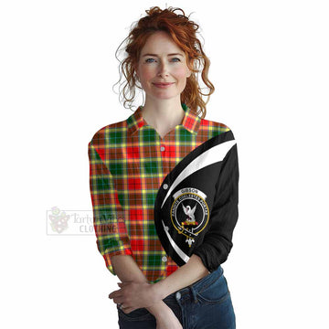 Tartan Vibes Clothing Gibson (Gibbs or Gibsone) Tartan Women's Casual Shirt with Family Crest Circle Style