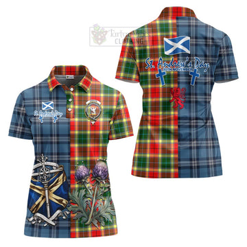 Gibson (Gibbs or Gibsone) Tartan Women's Polo Shirt Happy St. Andrew's Day Half Tartan Style Women - Tartan Vibes Clothing