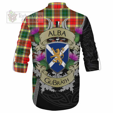 Tartan Vibes Clothing Gibson (Gibbs or Gibsone) Tartan Family Crest Ghillie Kilt Shirt Lion Rampant Royal Thistle Shield Celtic Inspired
