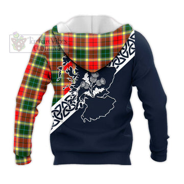 Gibson (Gibbs or Gibsone) Tartan Knitted Hoodie Featuring Thistle and Scotland Map - Tartan Vibes Clothing