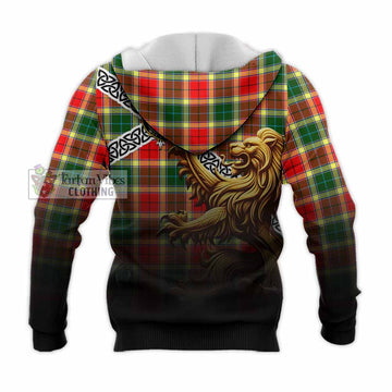 Gibson (Gibbs or Gibsone) Crest Tartan Knitted Hoodie with Golden Lion Emblem Celtic Style - Tartan Vibes Clothing