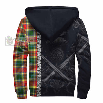 Gibson (Gibbs or Gibsone) Tartan Sherpa Hoodie with Family Crest Cross Sword Thistle Celtic Vibes - Tartan Vibes Clothing