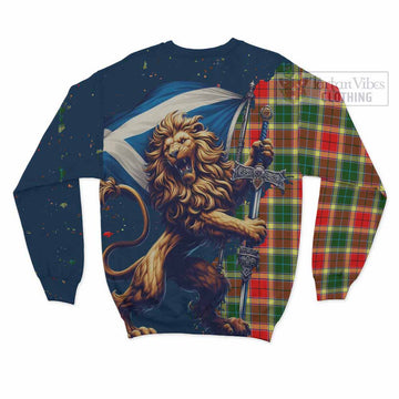 Gibson (Gibbs or Gibsone) Tartan Family Crest Sweatshirt with Scottish Majestic Lion - Tartan Vibes Clothing