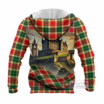 Gibson (Gibbs or Gibsone) Tartan Family Crest Knitted Hoodie with Scottish Ancient Castle Style - Tartan Vibes Clothing