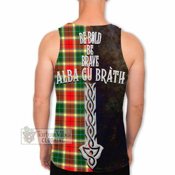 Gibson (Gibbs or Gibsone) Tartan Family Crest Men's Tank Top Alba Gu Brath Be Brave Lion Ancient Style - Tartan Vibes Clothing