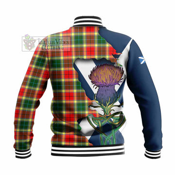Tartan Vibes Clothing Gibson (Gibbs or Gibsone) Tartan Family Crest Baseball Jacket Scottish Thistle Celtic Inspired