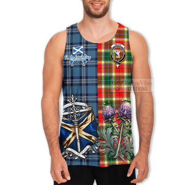 Gibson (Gibbs or Gibsone) Tartan Men's Tank Top Happy St. Andrew's Day Half Tartan Style - Tartan Vibes Clothing