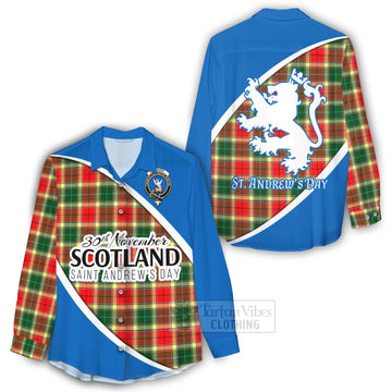 Tartan Vibes Clothing Gibson (Gibbs or Gibsone) Family Crest Tartan Women's Casual Shirt Celebrate Saint Andrew's Day in Style
