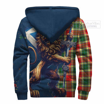 Gibson (Gibbs or Gibsone) Tartan Family Crest Sherpa Hoodie with Scottish Majestic Lion - Tartan Vibes Clothing