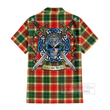 Gibson (Gibbs or Gibsone) Tartan Hawaiian Shirt with Family Crest Celtic Skull Style - Tartan Vibes Clothing